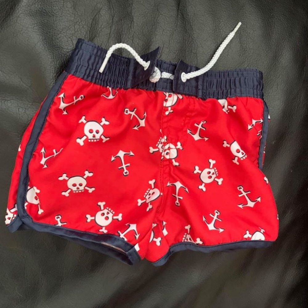 Red blue crossbones skull anchor swim trunks 6